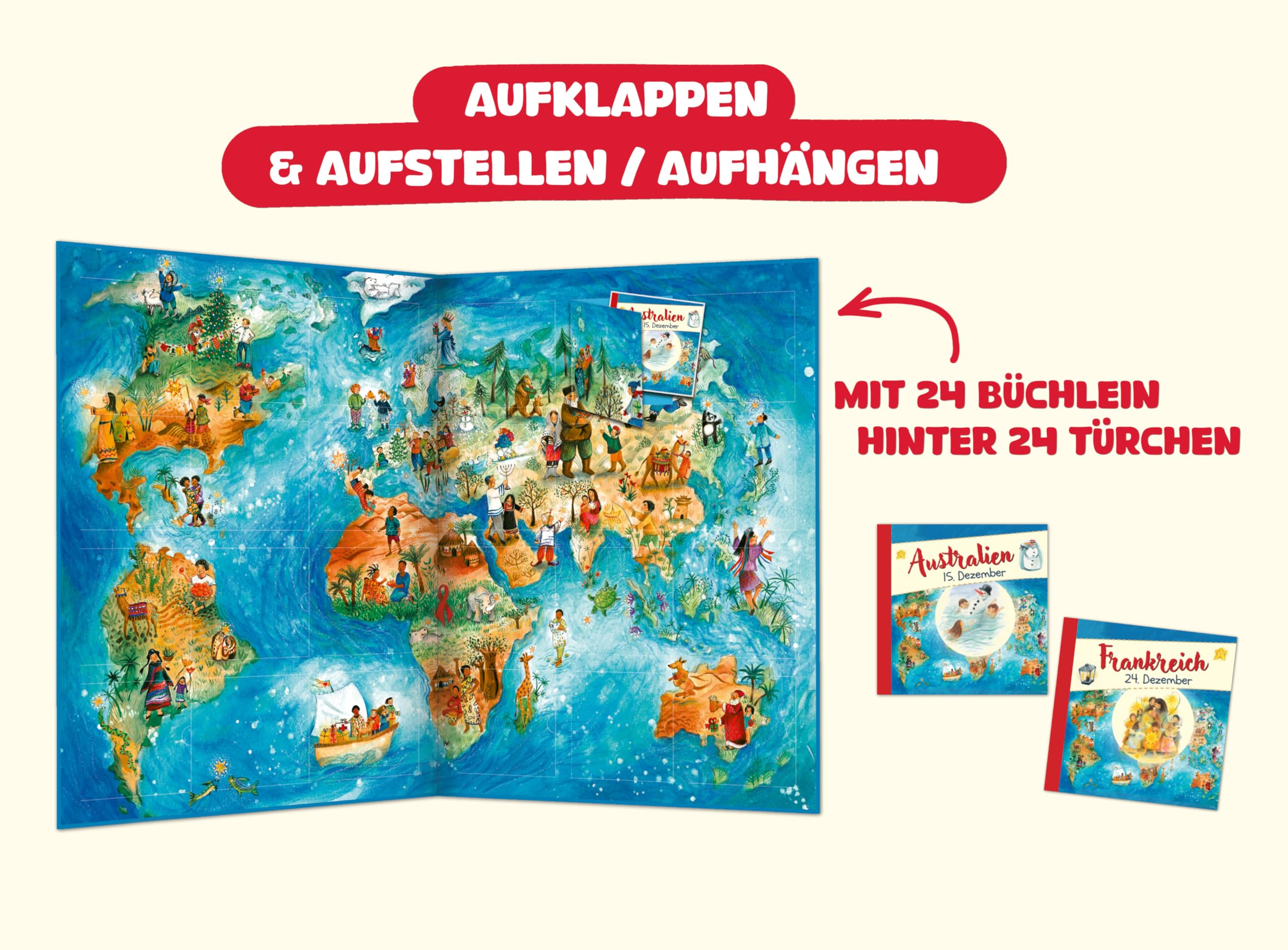 Weihnachten in aller Welt: Adventskalender mit 24 Büchlein (Adventskalender mit Geschichten für Kinder: Mit 24 Mini-Büchern)