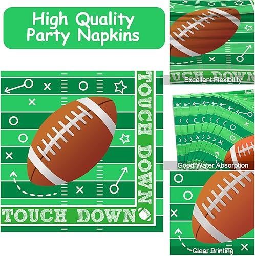 Miniatura 4 de Qyeahkj Juego de 100 platos y servilletas para fiesta de fútbol, suministros de decoración de fiesta de cumpleaños, vajilla de fútbol para niños,