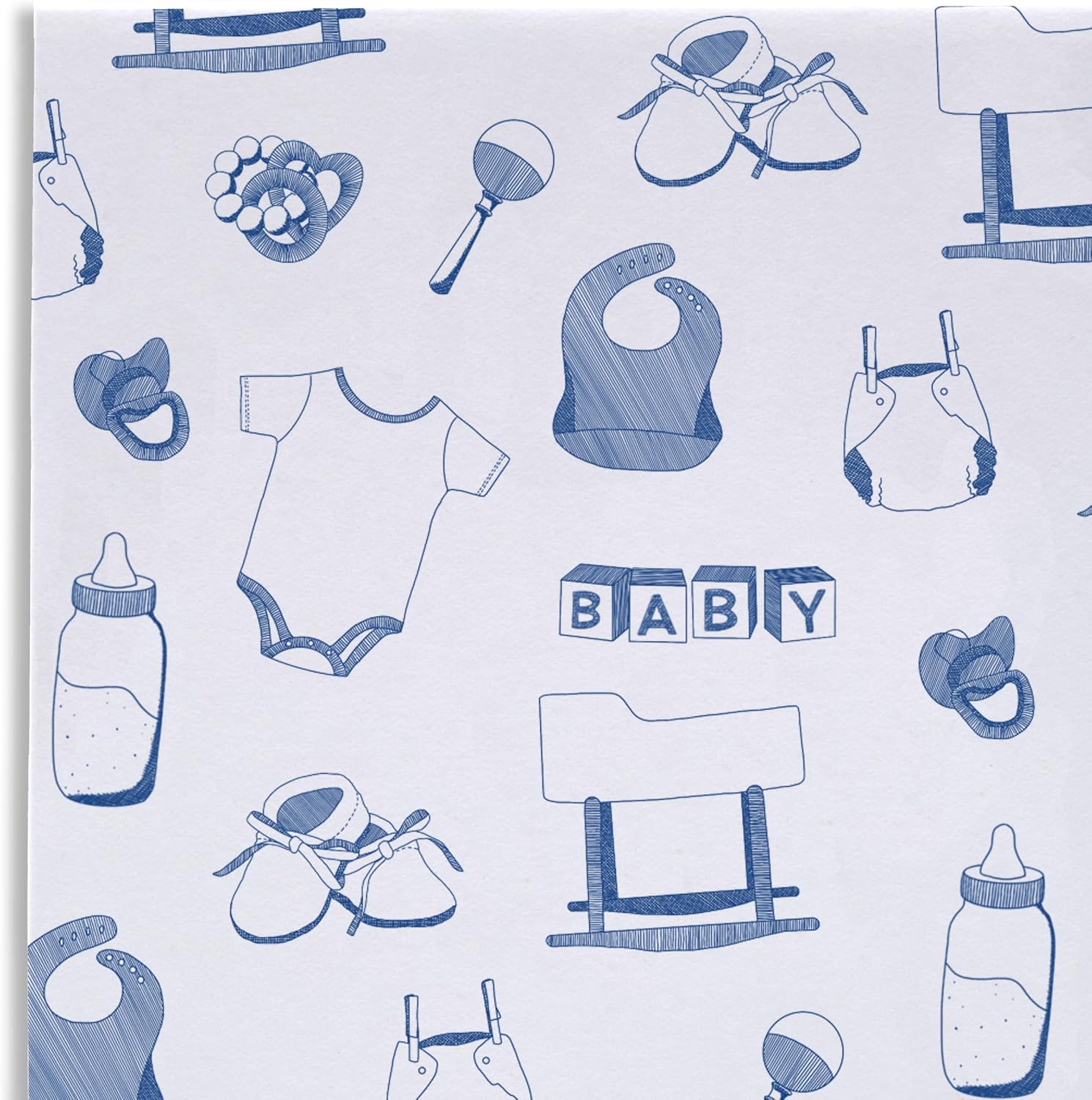 Baby Toile Thank You Cards with Envelopes, 24 Pack - 4.75 x 3.5 Inch, Blank Inside, Modern Design - Perfect for Baby Showers, Announcements, Celebrations, Parties, Occasions, and Gratitude (Blue)