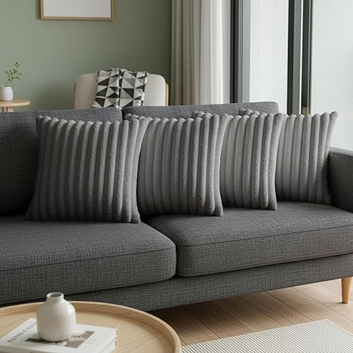 Juego de 4 fundas de almohada grises de 18 x 18 pulgadas, bonitas fundas de almohada bohemias para sofácama, fundas de almohada decorativas para