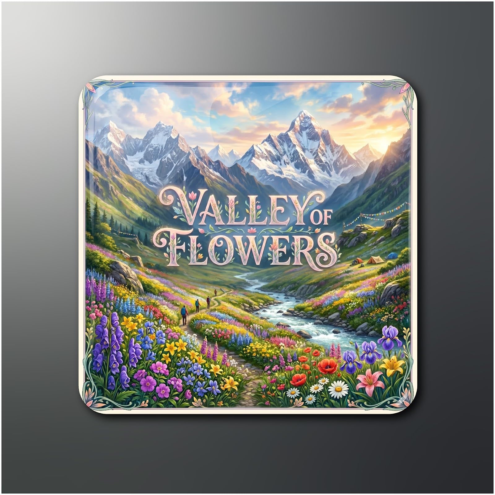 Valley of Flowers Scenic Mountain and Wildflower Fridge Magnet, 2x2 in, Glossy Finish, Pack of 1, Himalayan Souvenir and Nature Decor-image-21