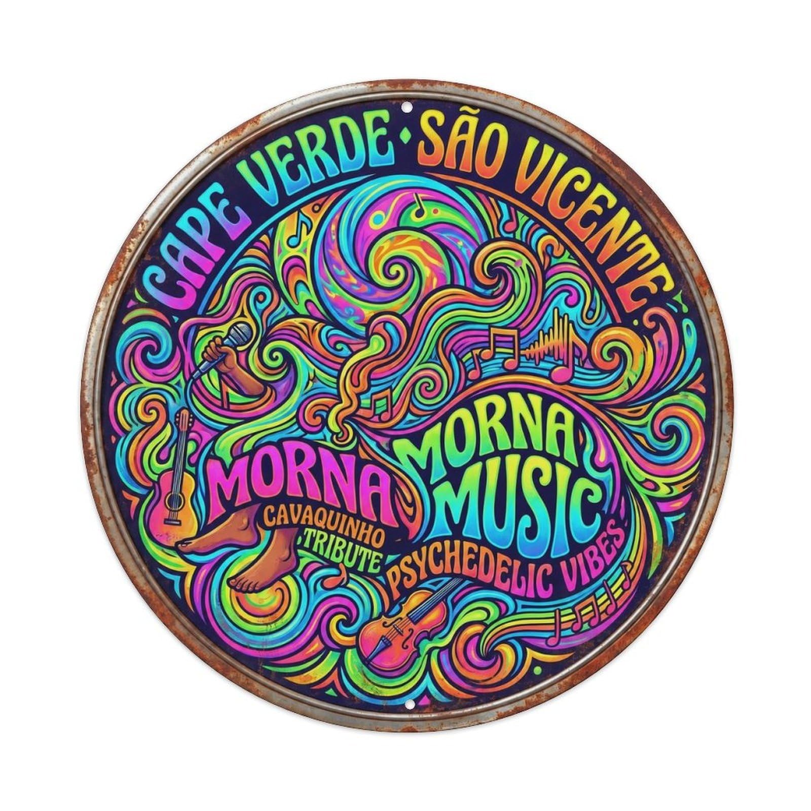 70s SÃO VICENTE Psychedelic Cape Verde Music Metal Tin Sign