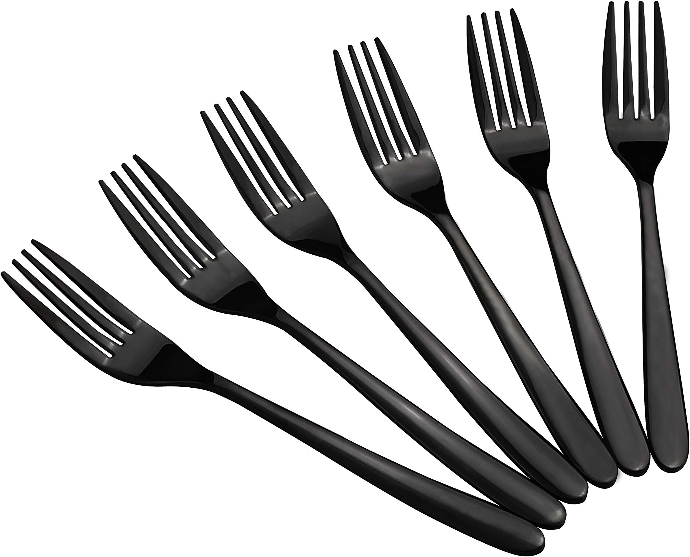 Vababa 16-Piece Mirror Finish Black Stainless Steel Dessert Forks, 7.2-INCH