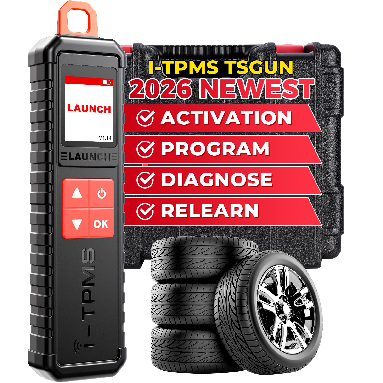 LAUNCH X431 i-TPMS TS Gun Reifendruck-Detektor, Aktivieren/Neu Lernen/Programm Reifendrucksensoren, RDKS-Diagnosetool Arbeit mit X431 V+/PROS V/PAD VII(Kann allein über i-TPMS APP verwendet Werden)