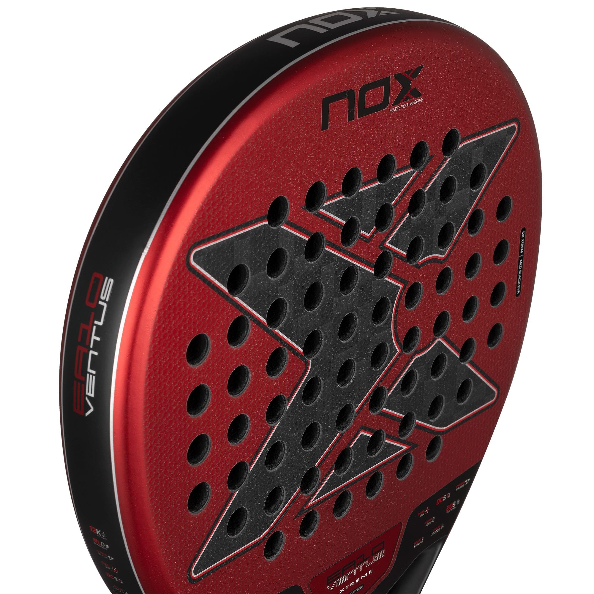 Nox Edu Alonso EA10 Ventus Hybrid 12K Xtrem Padel Rakieta, Czerwony/Czarny