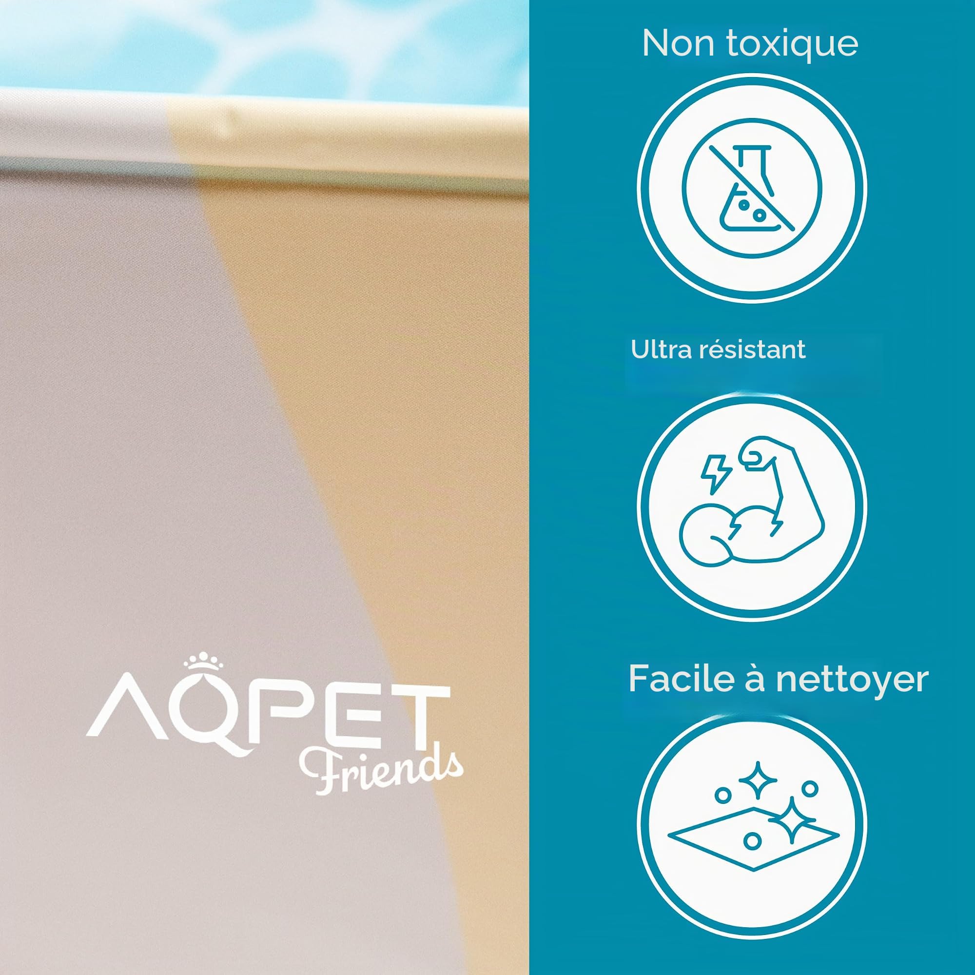 AQPET AqpetFriends Piscine en Plastique pour Chien, Animaux domestiques, Pliable, de Jardin, 120 x 30 cm, Motif mer