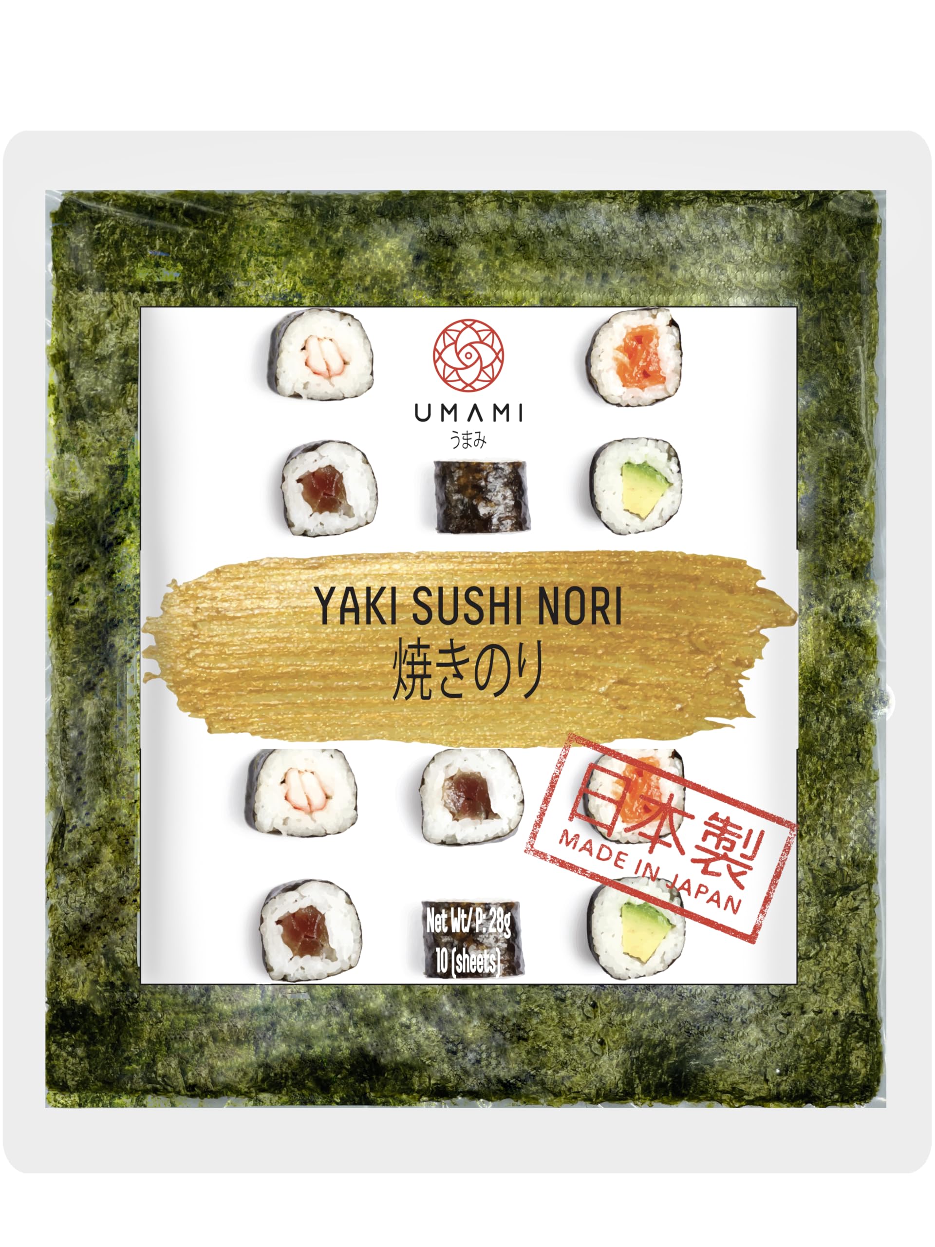 Algues Nori du Japon Umami, 10 Feuilles, 28g, Grillées à Basse Température