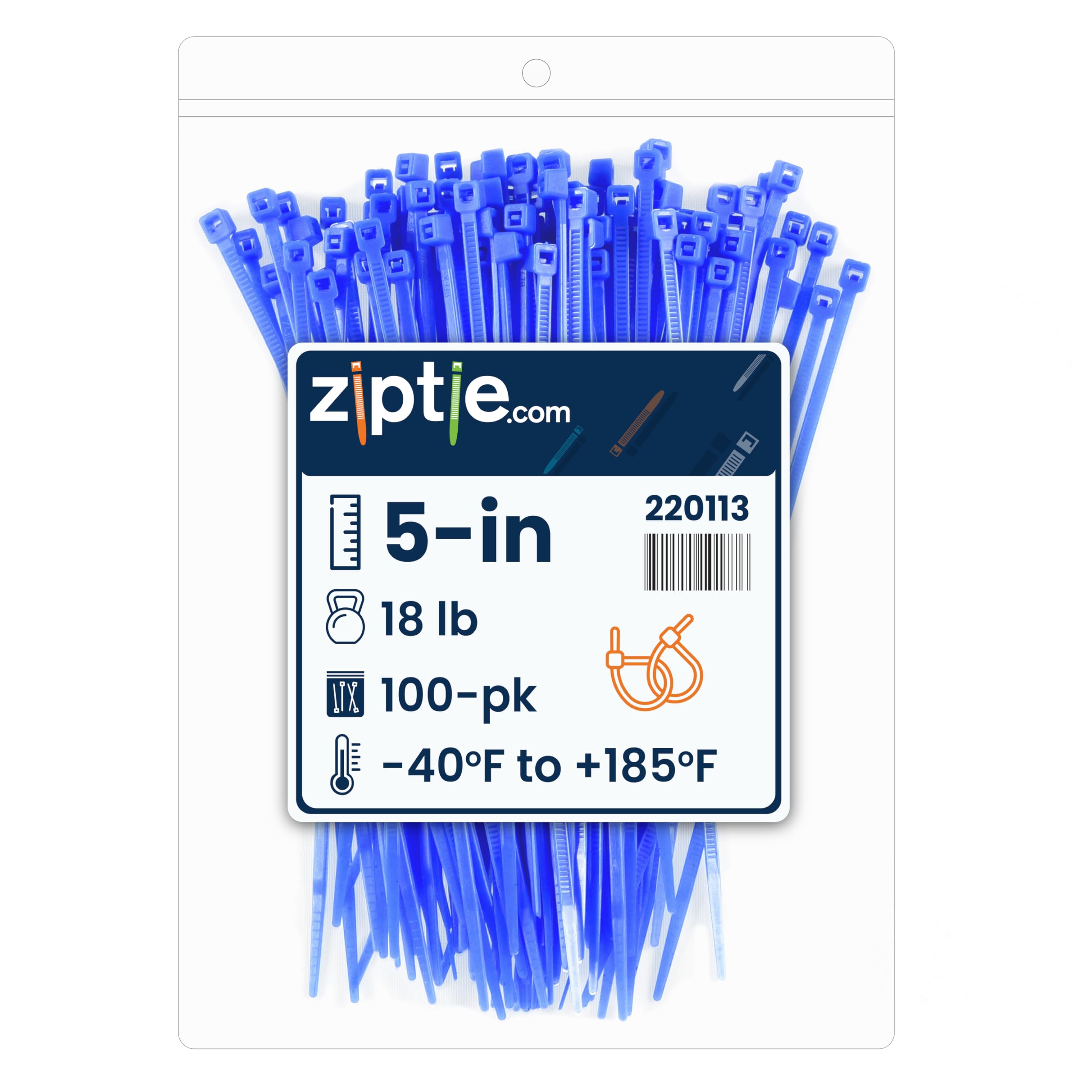 Amazon.com: ZipTie.com 5-Inch Blue Multi-Purpose Zip Ties - 18-lb