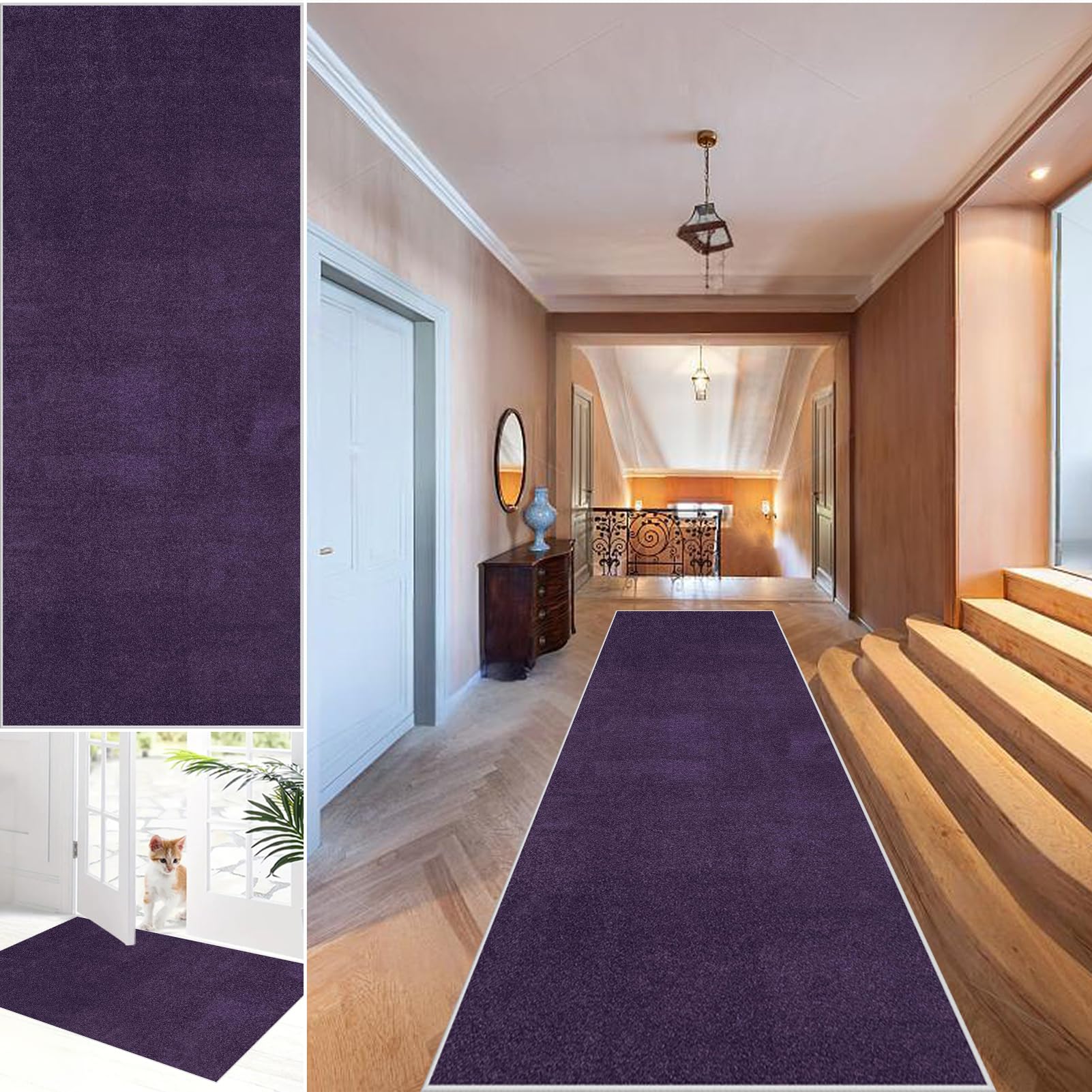 Fjhaeuo Carpet Runner for Hallway Non Slip Long Kitchen Runners Large Rugs Living Room, Short Pile Washable Rug Area Rugs for Bedroom Dining Room bathroom sink carpet 90 x 480 cm โ image 1
