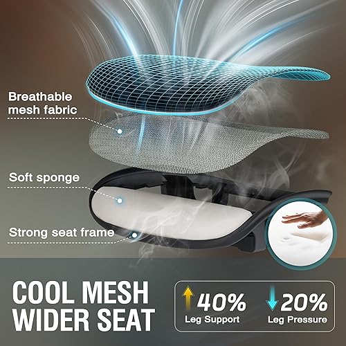 Miniatura 6 de ELABEST Silla de oficina de malla T96, silla ergonómica de escritorio para computadora, silla de tareas resistente, soporte lumbar ajustable y