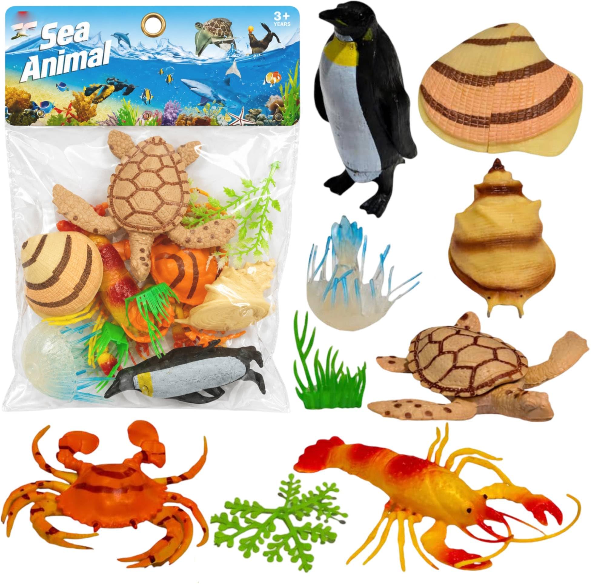 SHAKTISM Sea Animal Toy Figures Set for Kids – Realistic Marine Animals Playset Including Crab, Lobster, Turtle, Jellyfish, Penguin – Ocean World Toys for Children Ages 3+ (6Pc - Sea Animal)-image-23