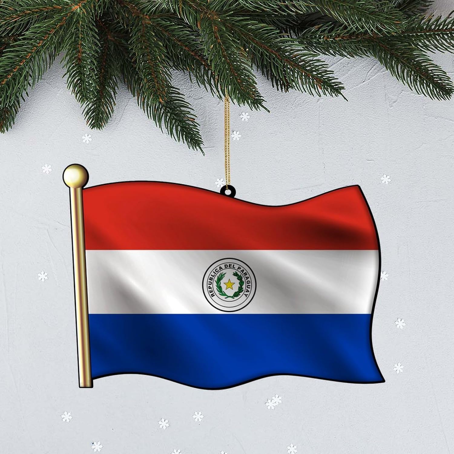 Personalized Christmas Ornaments - 3" Christmas Ornament 2 Sides Paraguay Flag Hanging Accessories for Car Christmas Stockings Stuffers 2024 Exchange Gifts Xmas Gifts for Newborn Baby Home Decor image 2