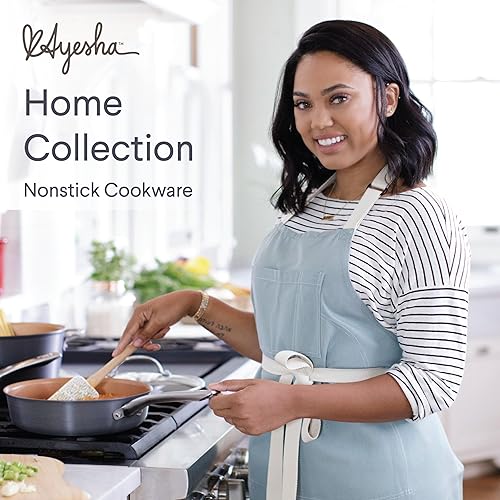 Miniatura 7 de Ayesha Curry Home Collection Sartén antiadherente anodizada dura con tapa, 4.5 cuartos de galón, gris carbón