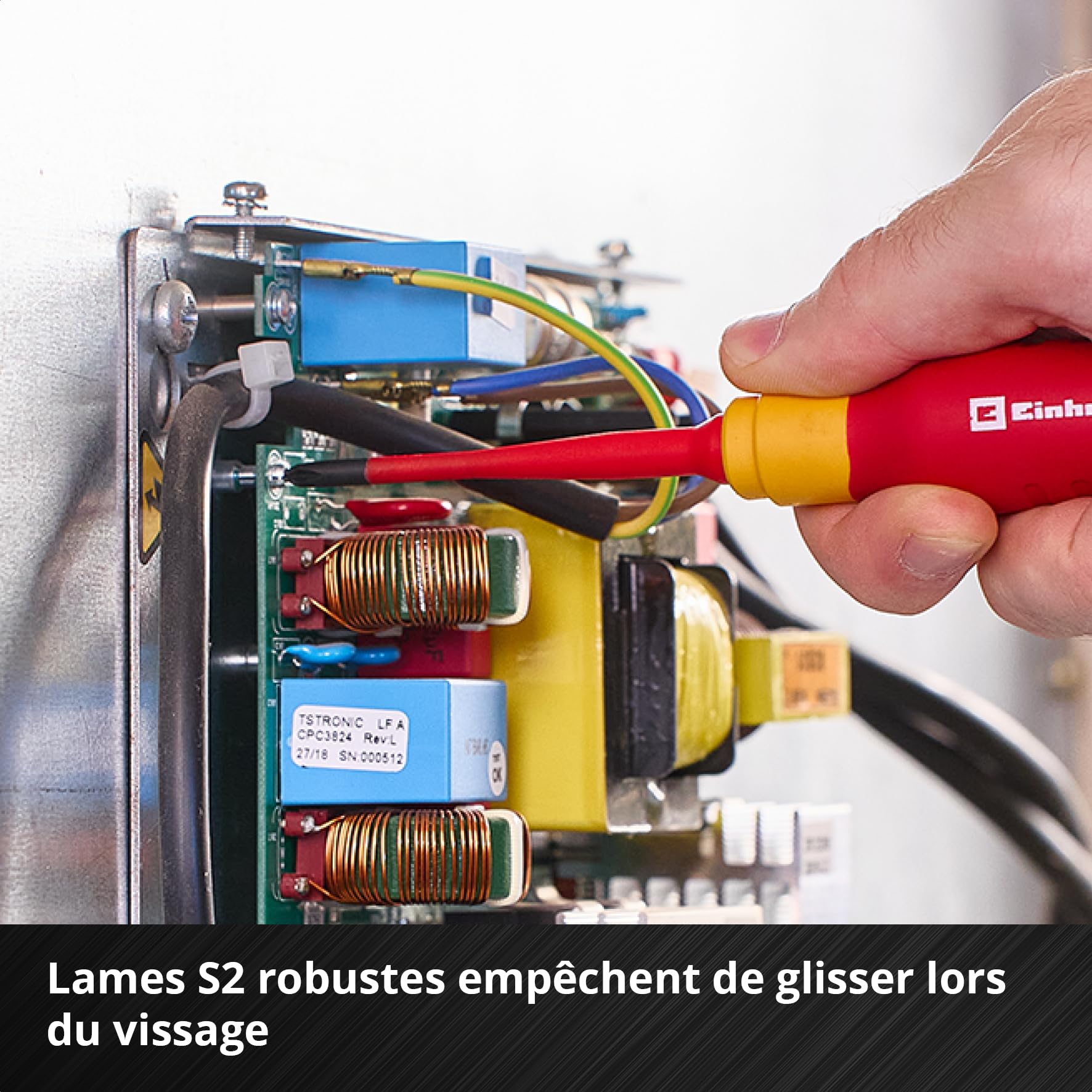 Einhell 5 pièces jeu de tournevis d’électricien | Outils isolés | testeur de tension | lames S2 | poignées ergonomiques | installations électriques