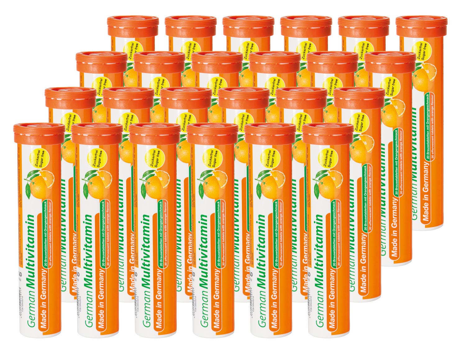Multivitamin Brausetabletten 24x20 Stk. Orangengeschmack - Vitamin C, E, B1, B2, B6, B12, Biotin, Folsäure, Niacin, Pantothensäure – T&D Pharma German Multivitamin – Made in Germany