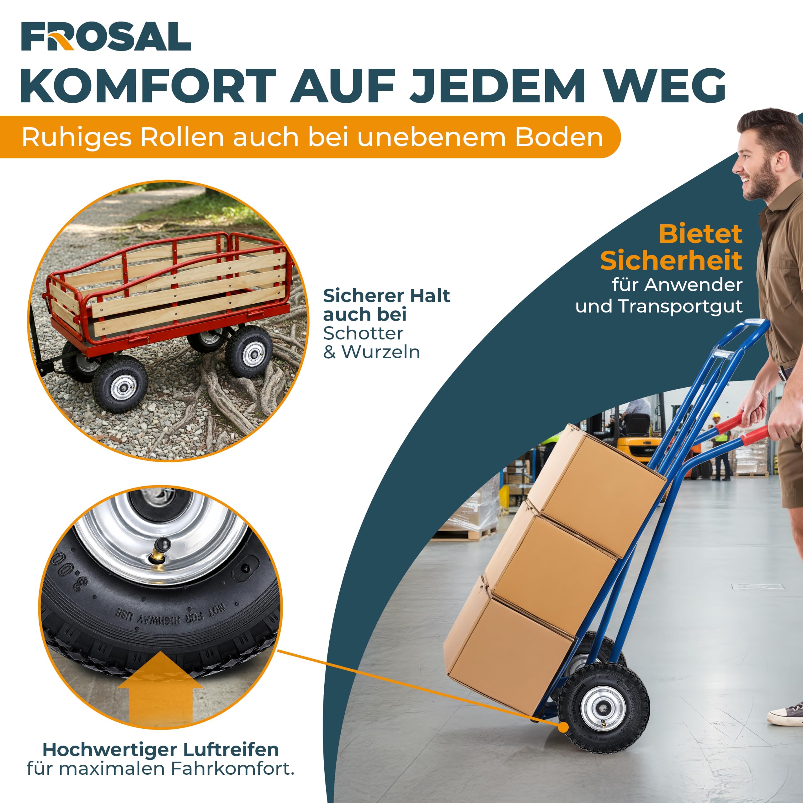 FROSAL 4x Luftrad 3.00-4 260x85 Stahlfelge 20 mm / 50 mm
