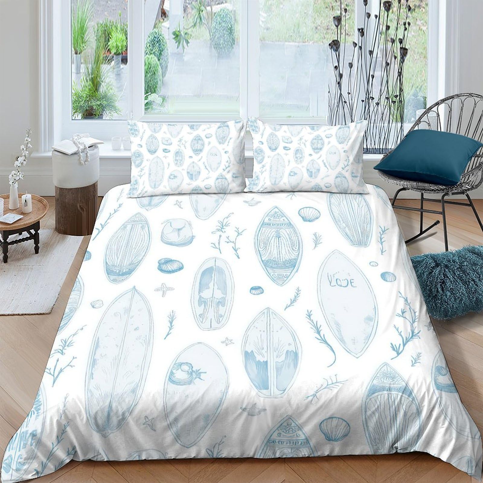 Ctjqhvkz Style-10 3D Printed Watercolor Shells Fitted Sheet Microfiber Soft Blue Ocean Mattress Cover For Bedroom Guest Room Decor Single（135X200cm）