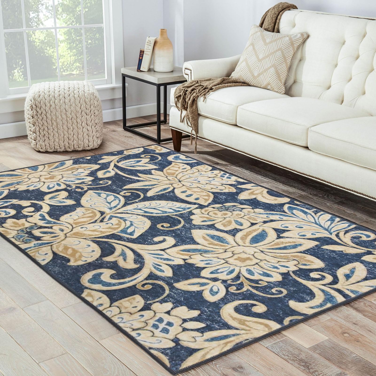 Othilic Paisley Floral Area Rug, Washable Rugs 3x5 NonSlip LowPile