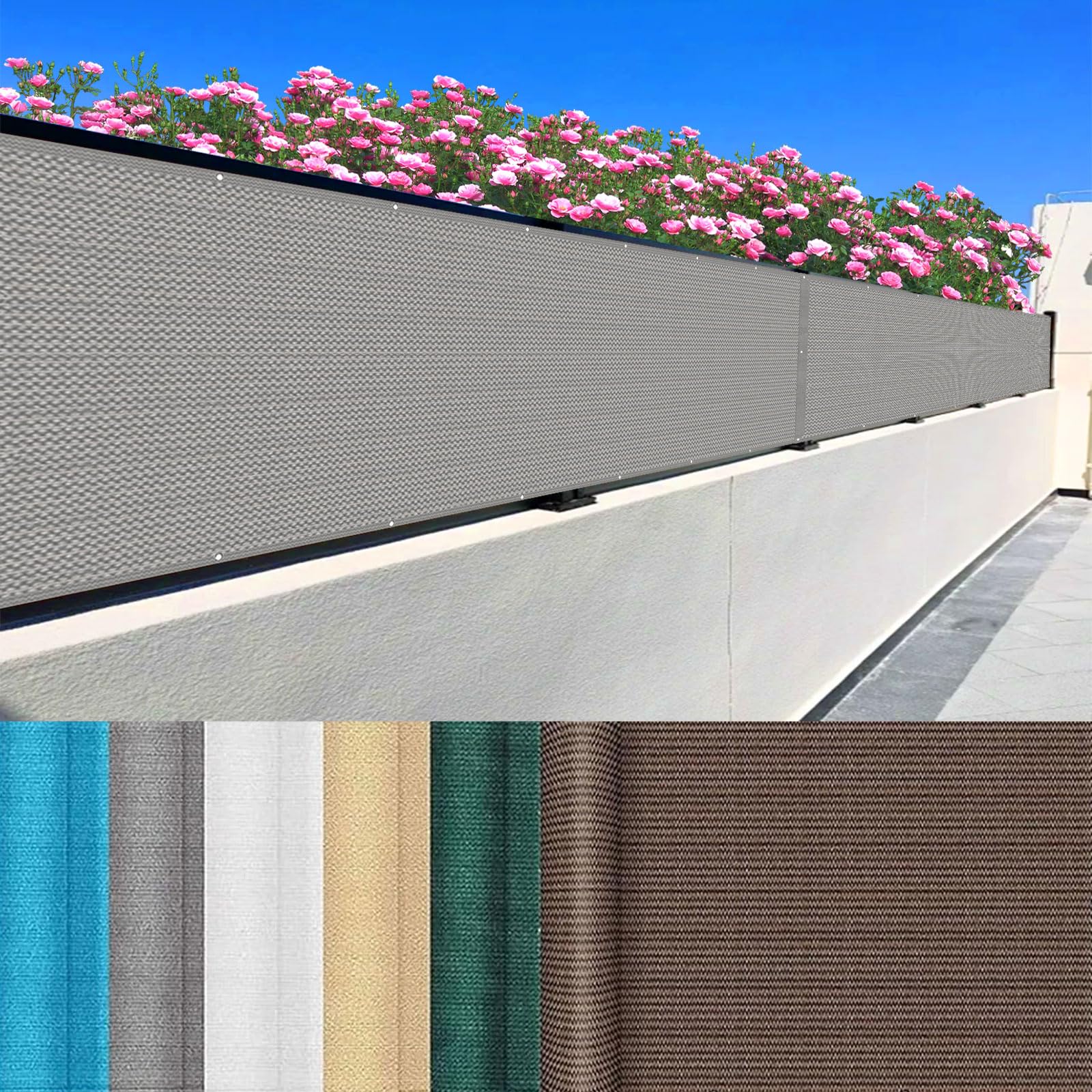 Balcon imperméable anti-regard opaque gris clair 60 x 200 cm