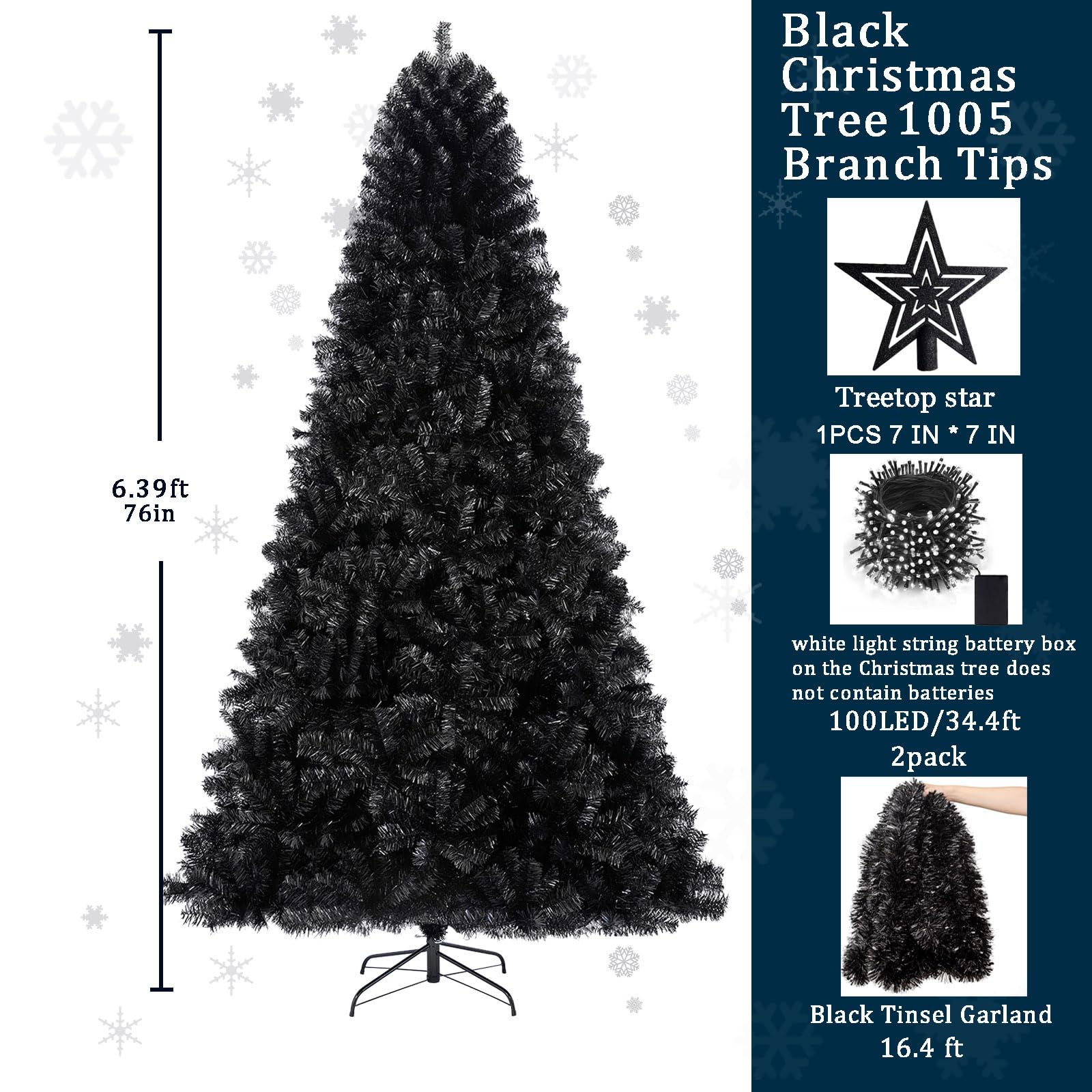 Amazon.co.jp: KTKDE 6フィート 人工ブラッククリスマスツリー