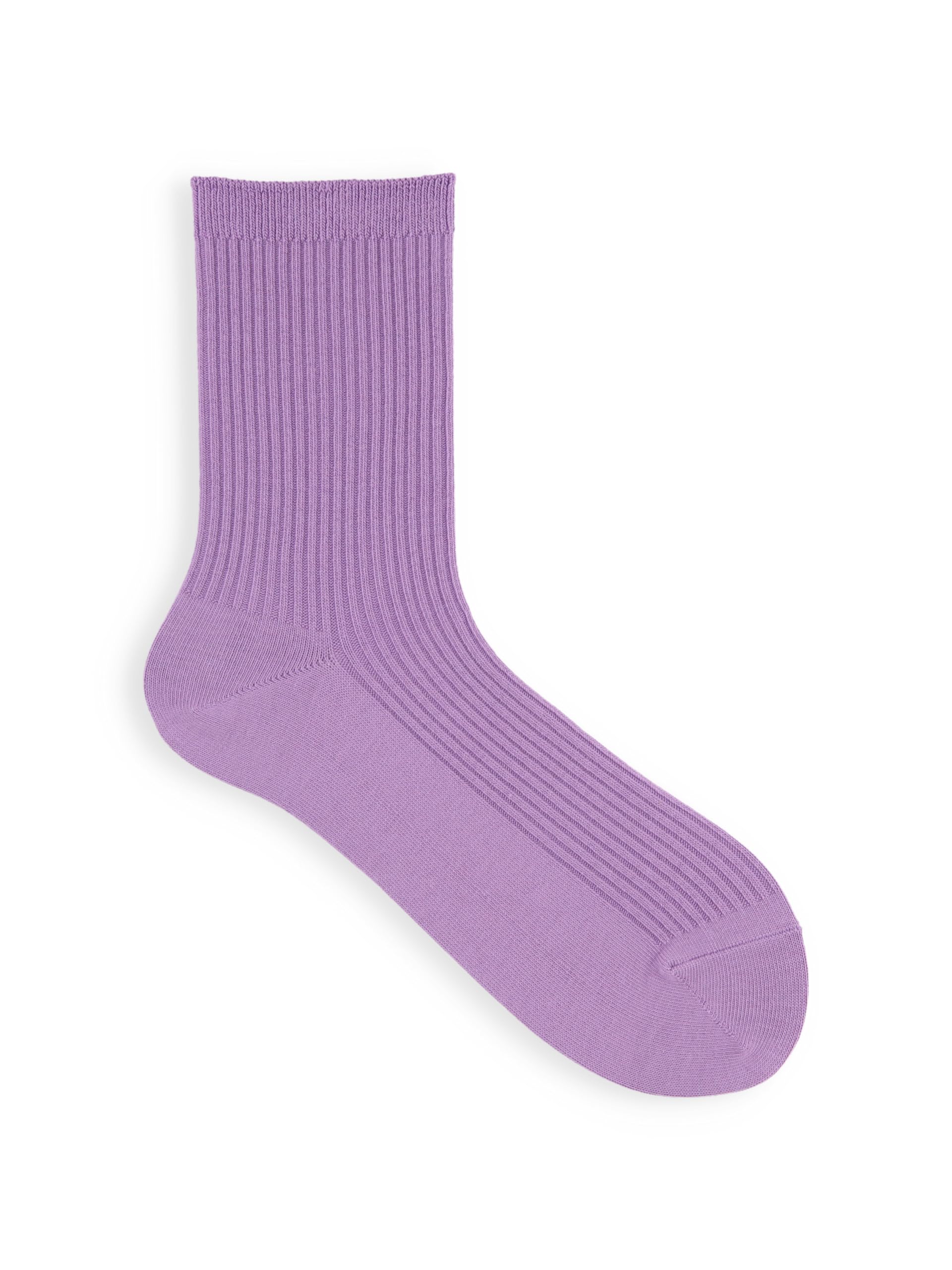Japanese Tabio 2x2 Rib Calf Socks Lavender Cotton Women US 5.5-8