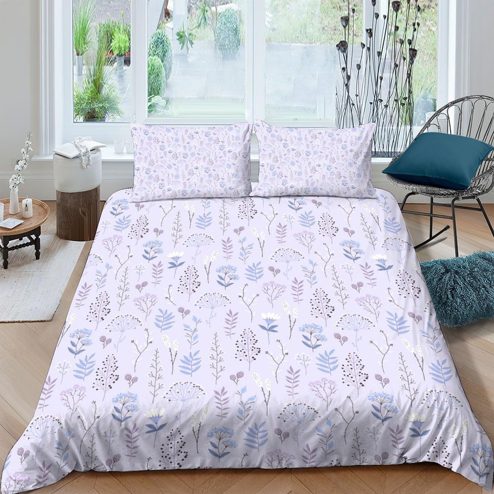 Ctjqhvkz Style-2 3D Printed Leaf Pattern Fitted Sheet Microfiber Soft Botanical Forest Bed Cover For Bedroom Dorm Easy Care Decor, Anti-Slip, Washable, Dustproof Single（135X200cm）