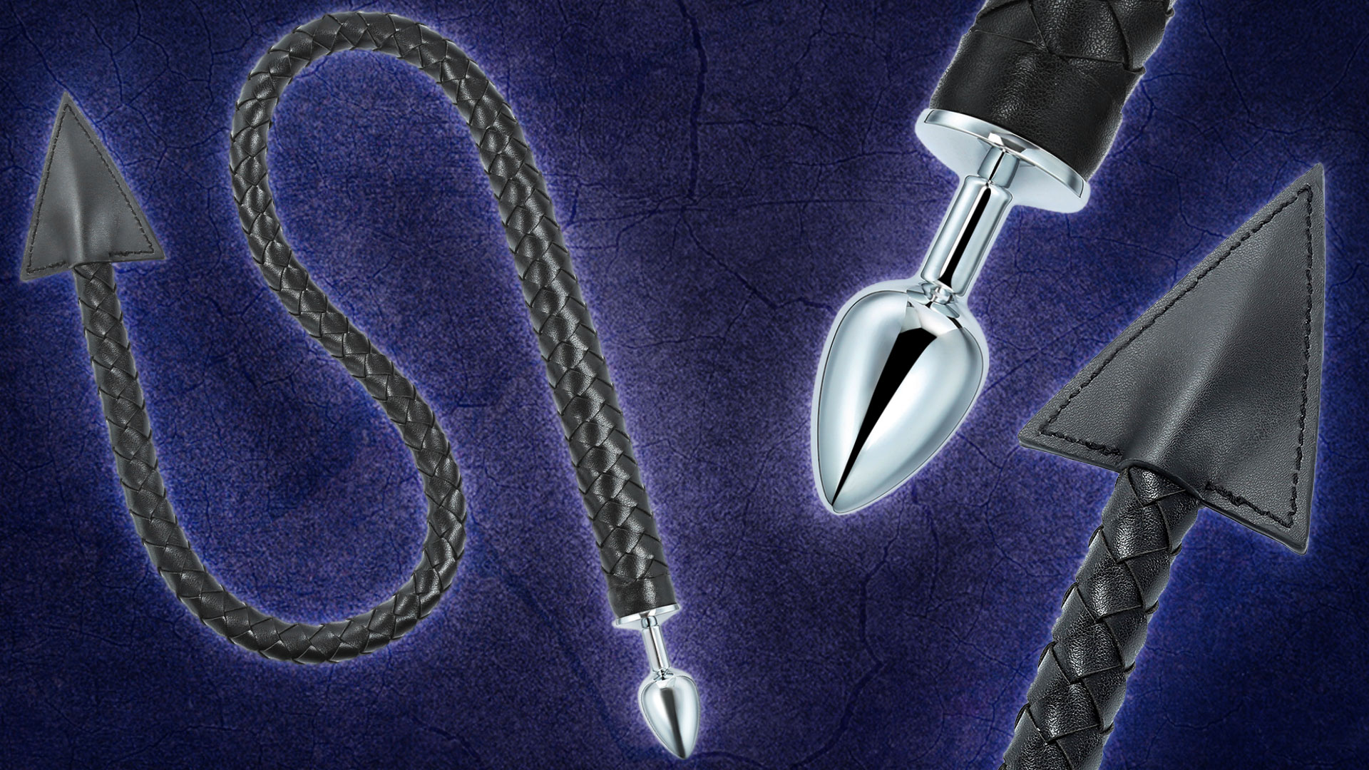 anal vibrator cock ring Devil Tail Anal Plug And Horns Set main image 1