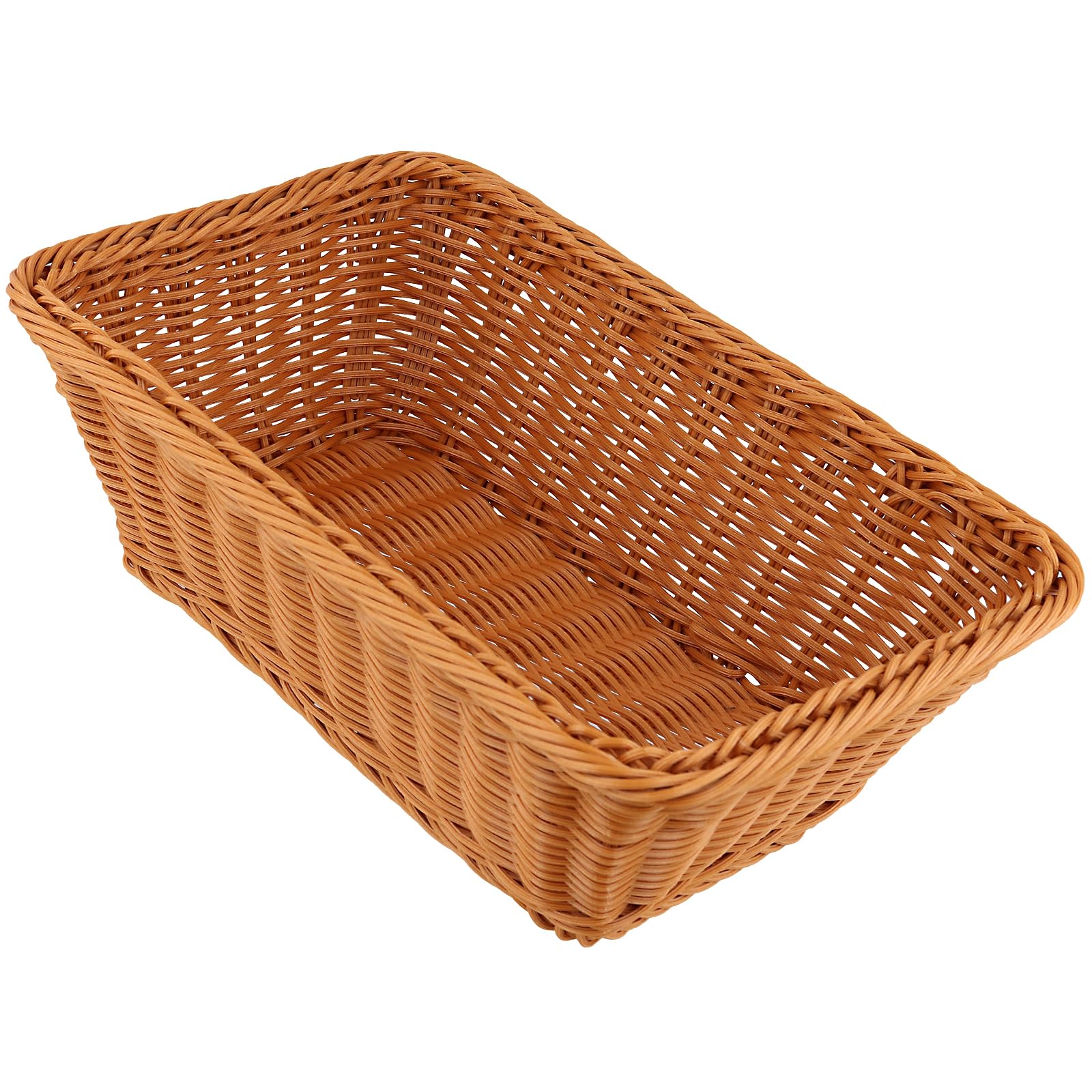 FUNSUEI 4 sztuki, 30 x 20 x 10 cm, koszyk na chleb z tworzywa sztucznego, prostok?tne, rattanowe, na chleb, owoce, do kuchni, kolor br?zowy