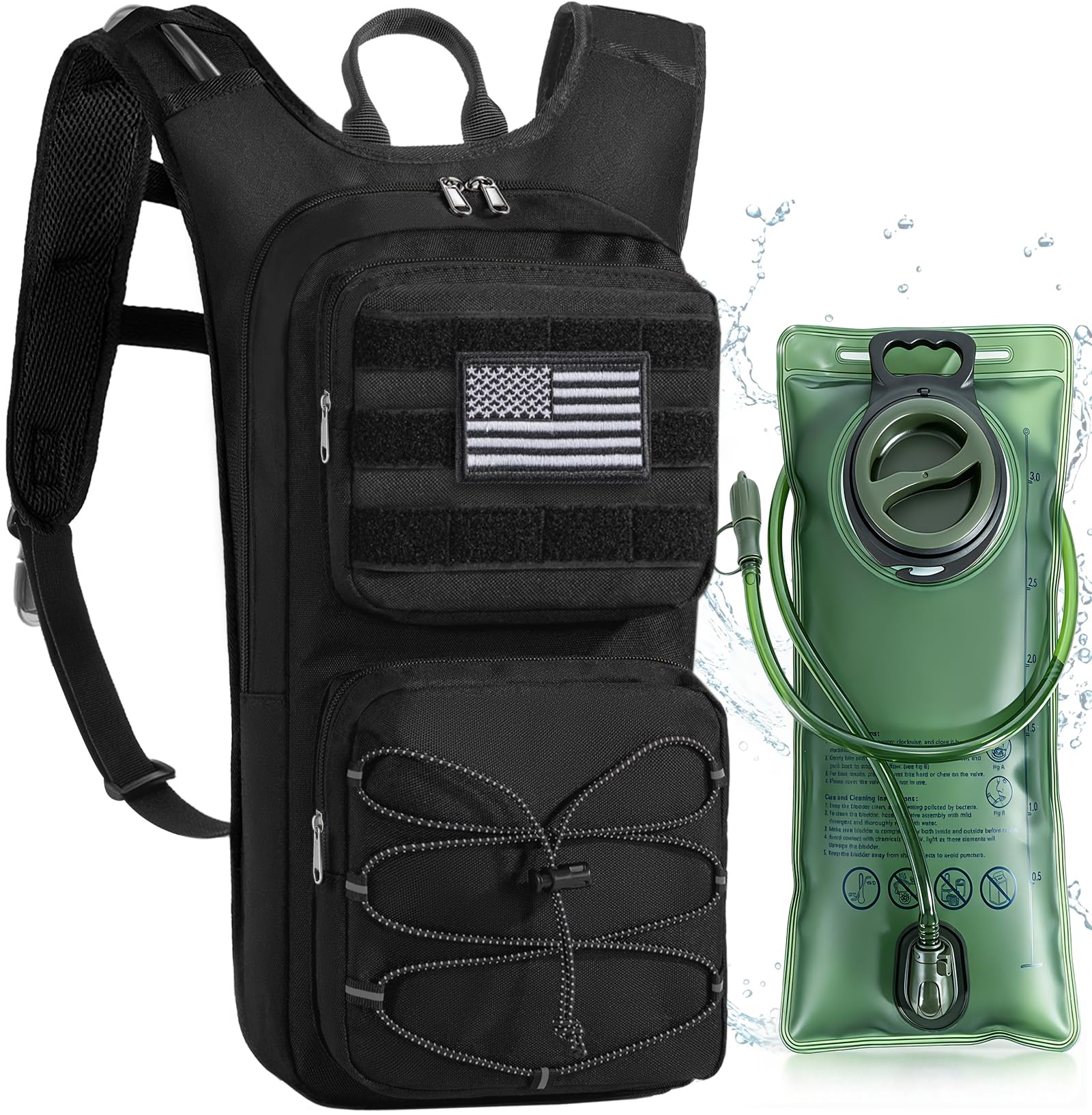 LASUK Hydration Backpack Tactical with 3L Water Bladder for Men Women