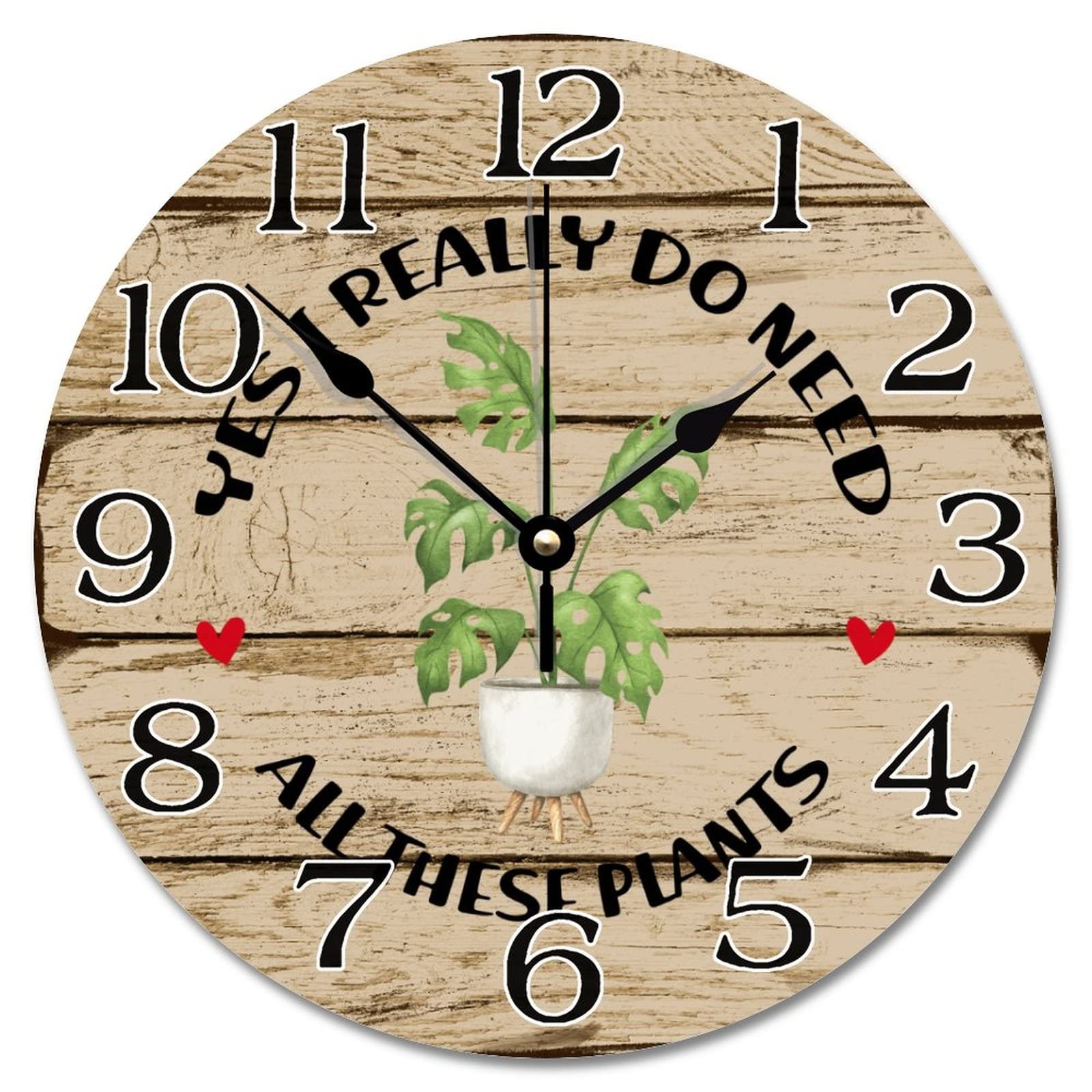 Farmhouse Green Cactus Plant Wall Clock Yes I Really Do Need All These Plants Clock Plant Enthusiasts 10 Inch Wall Clocks Battery Operated Silent Wall Decor for Kitchen Living Room Bedroom Office