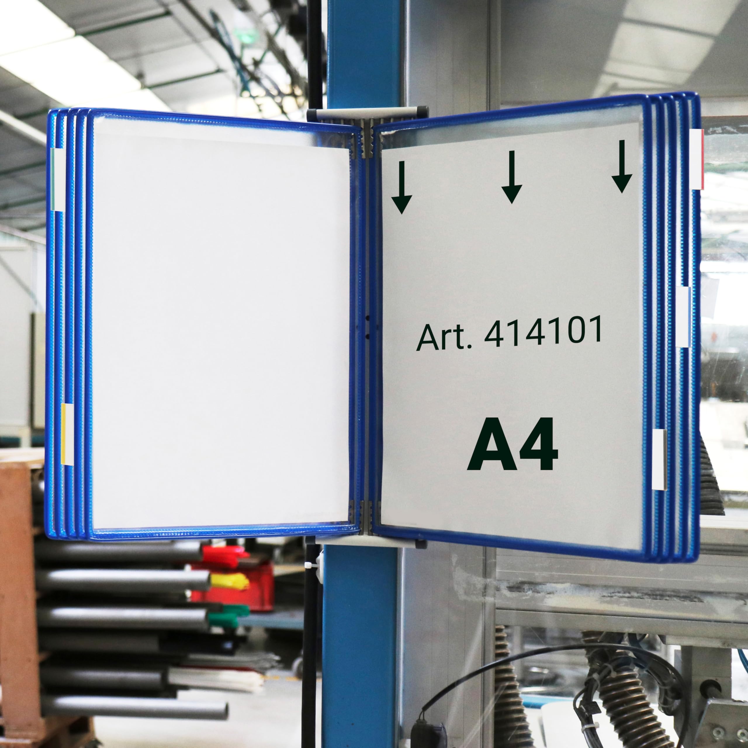 Tarifold Lot de 10 Poches à Pivots A4 Portrait - Système d'Affichage PVC Souple Anti-Reflets Cadre Acier Bleu
