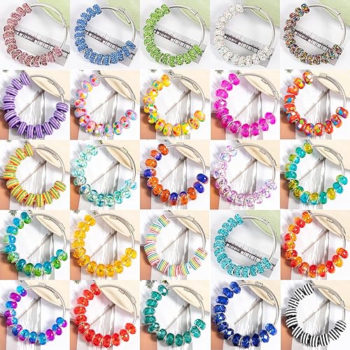 Miniatura 3 de 400 cuentas europeas de agujeros grandes, cuentas de manualidades europeas surtidas, cuentas de diamantes de imitación de colores mixtos, cuentas