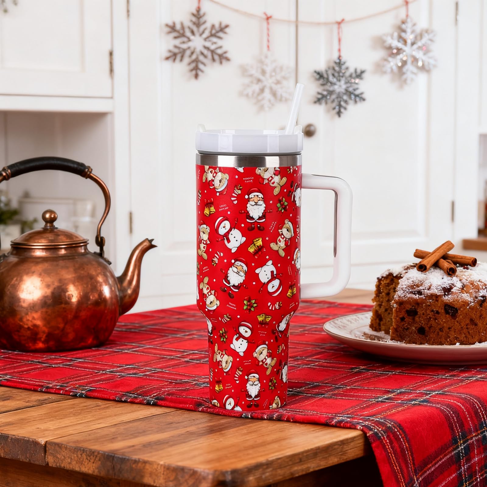 Christmas Stanley Cup 1,2L - Roter Isolierbecher Mit Strohhalm Für Weihnachten