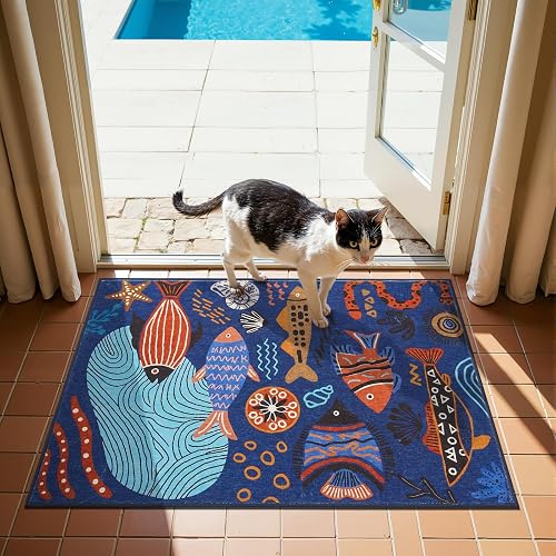 jinchan 2x3 Coastal Ocean Fish Kids Rug