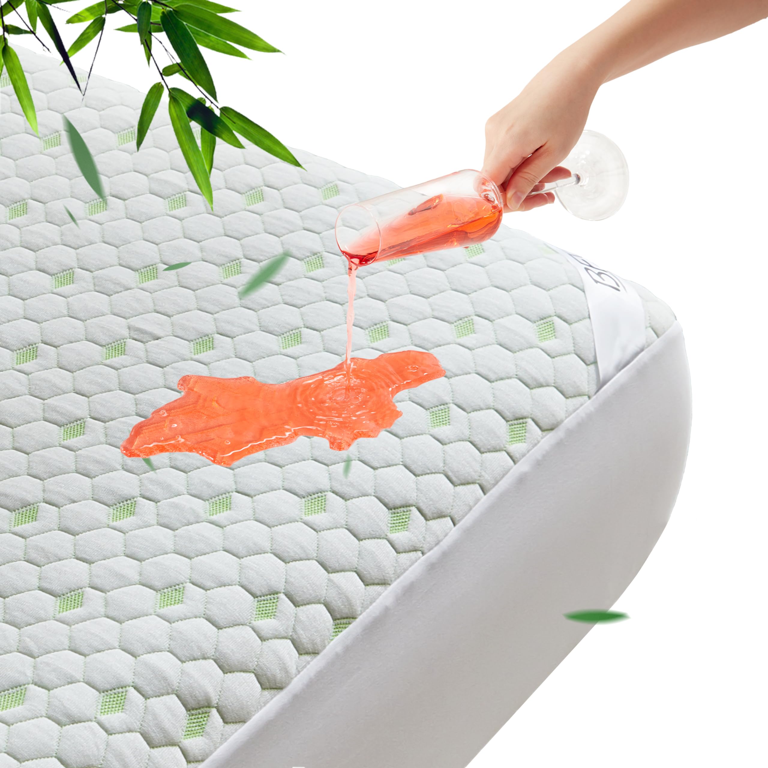 Waterproof Mattress Protector, King Size Mattress Pad Fitted 6"-18" Deep Pocket, 3D Air Fabric Breathable Bed Mattress Cover Noiseless Washable for Home, Bedroom, Hotel