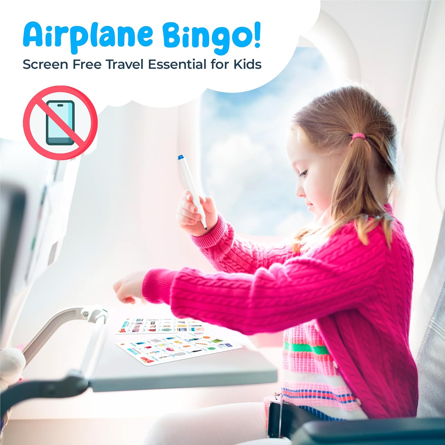 WELL BALANCED Airplane Games - Airplane Bingo Travel Essentials Kids Activities 3-8 Year Old, Must Haves image 4 of 9 B0CKFFQ465