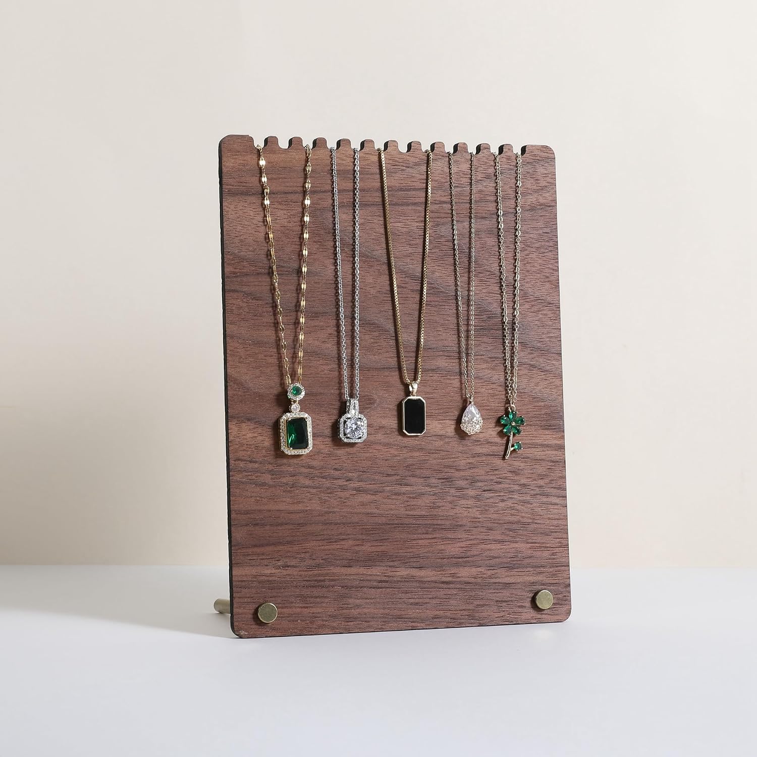 Wooden jewelry organizer board for lightweight small necklace, Walnut necklace display stand for selling, necklace storage organizer for boutique store【Necklace board-short】