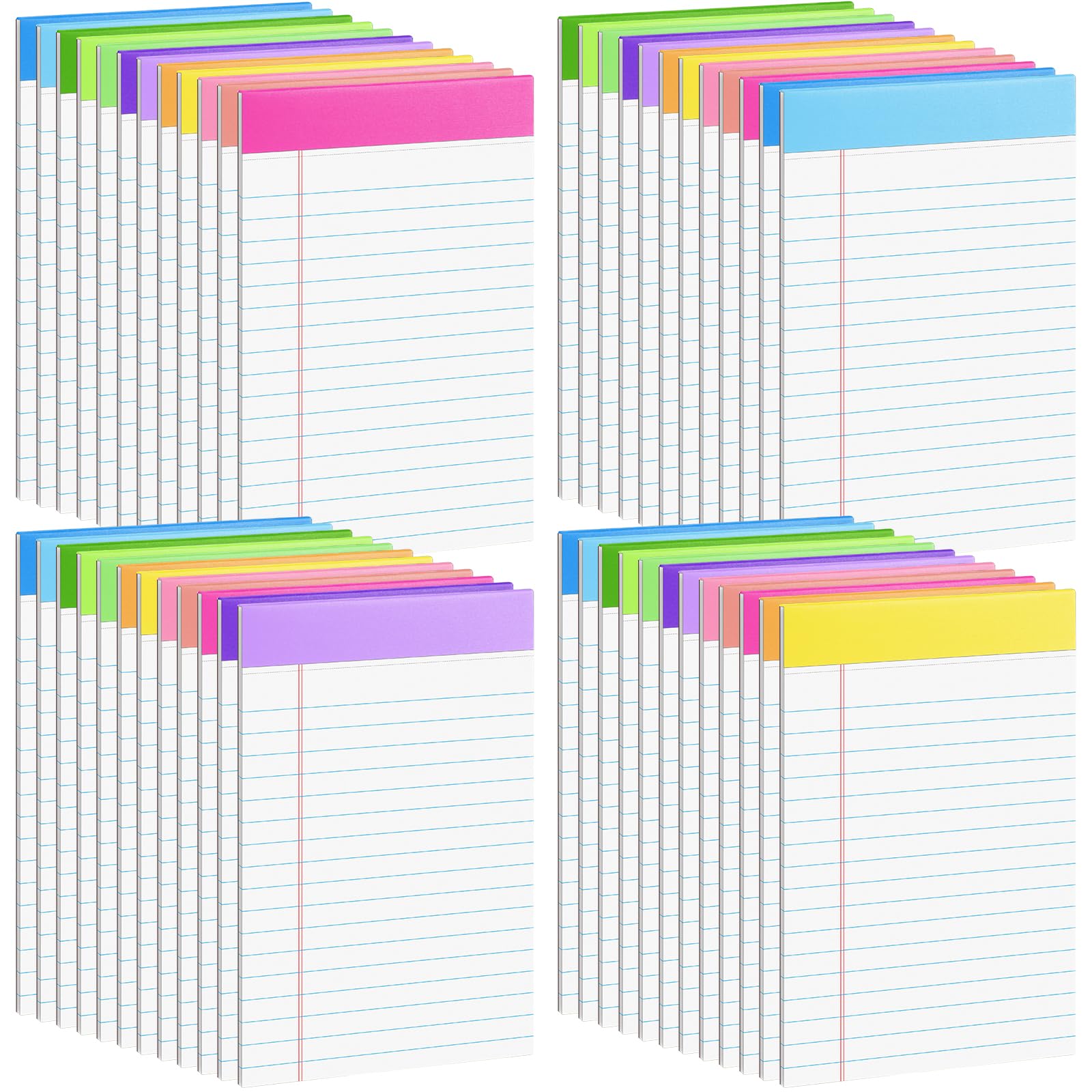 36 Pack Legal Pads Bulk, 5x8 Inch Rainbow Notepad, Note Pads College Ruled Perforated Memo Pad for Work Study Daily Note Taking List, Lined Writing
