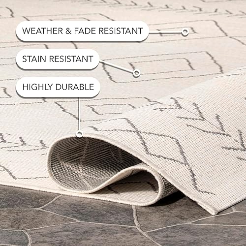 Miniatura 4 de nuLOOM Alfombra marroquí para interiores y exteriores, 2 x 3 pies, color marfil Serna