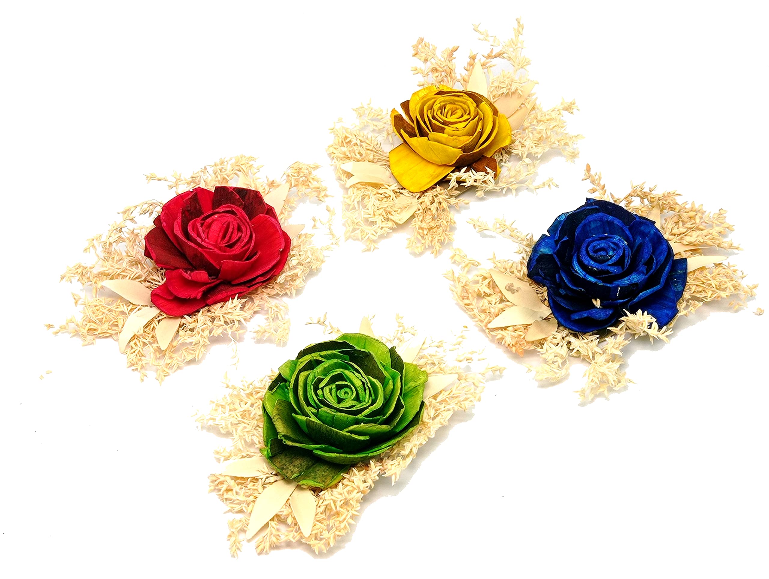Handmade Dry Sola Flower Arrangement Bunch for Wedding Bridal Shower | Bride's Bouquet Arrangement Decorations - (Multicolour) Pack of 4 pcs-image-39