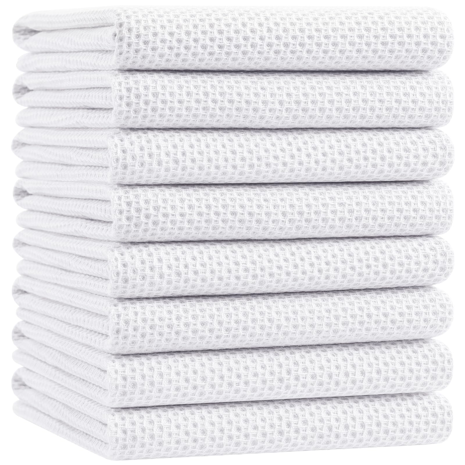 Homaxy 100% Cotton Oversized Waffle Weave Kitchen Towels 8-Pack, White
