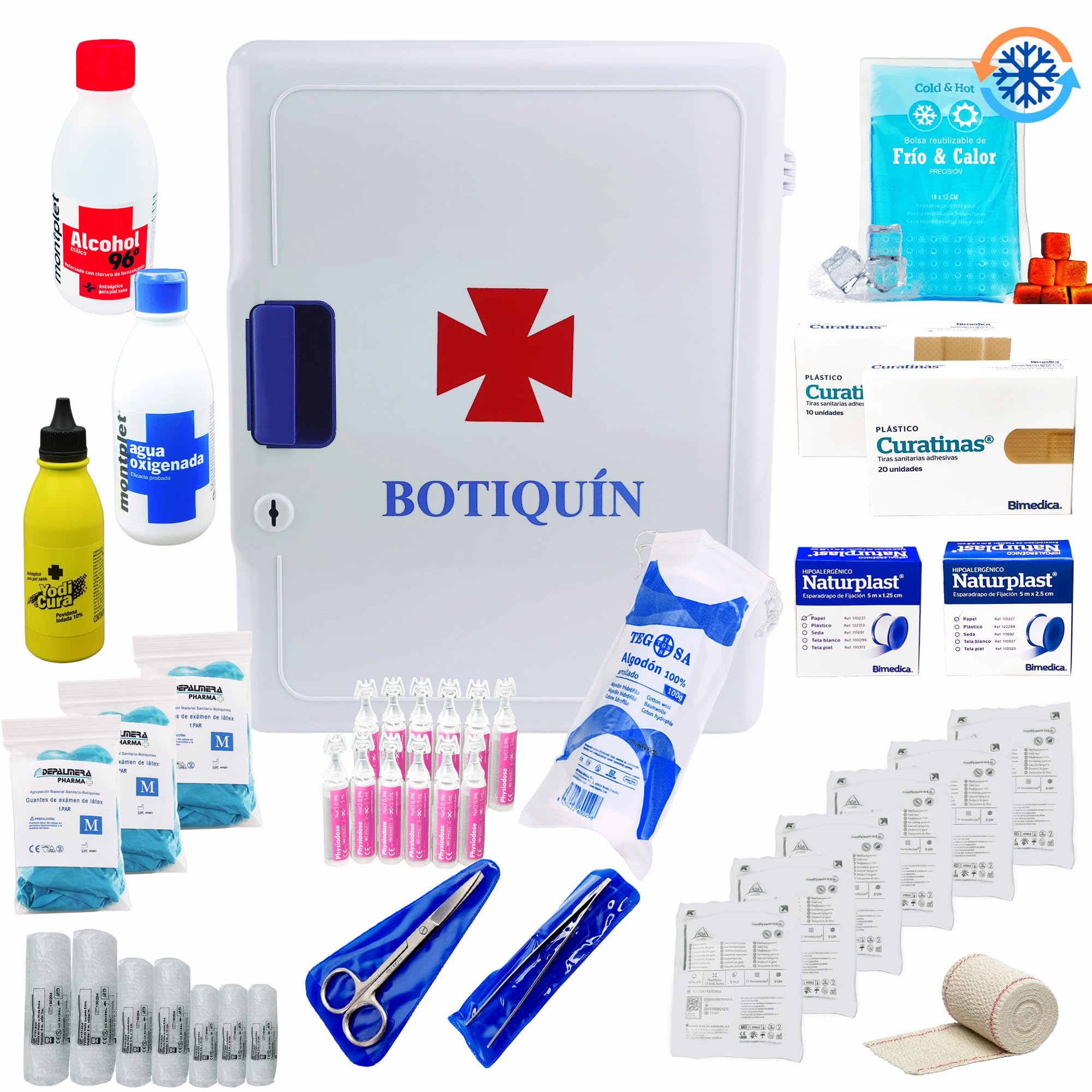 Pharma✮ Armario Botiquin Primeros Auxilios Grande de Pared Casa Mutua Botiquines Homologados Hogar y Trabajo Completo para Entorno Doméstico Laboral Empresarial de 40cm x 31cm x 16,2cm.