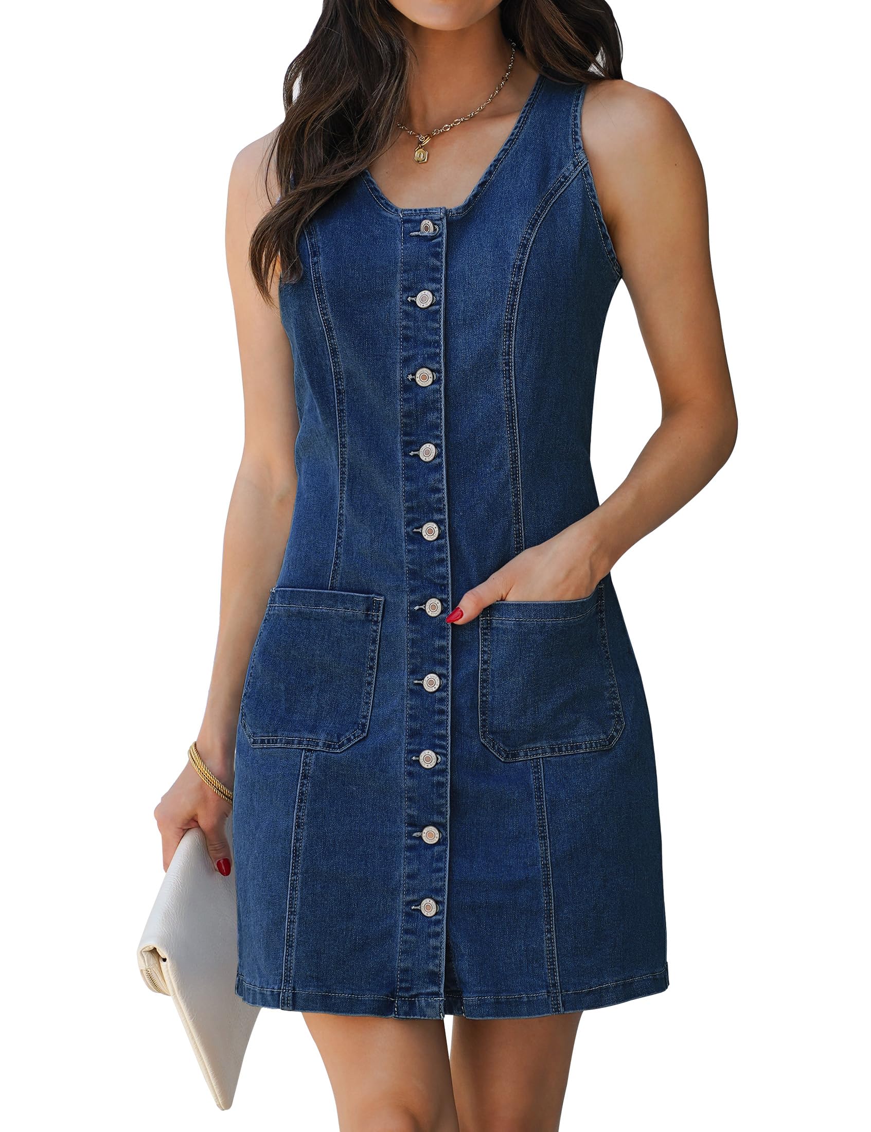 luvamia Denim Dress Sleeveless Stretchy Western