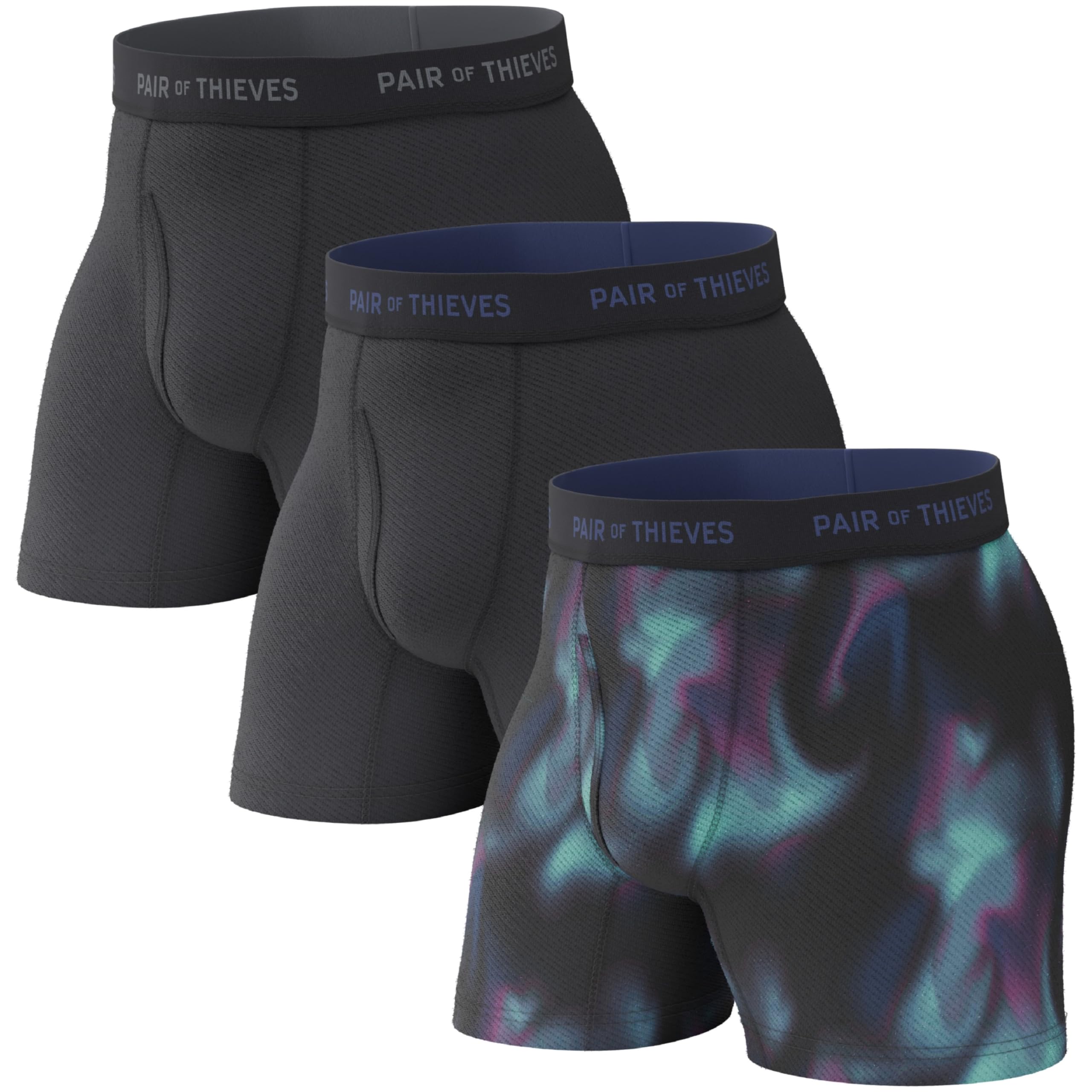 Pair of Thieves Super Fit Mens Boxer Briefs 3 Pack Black Purple Small