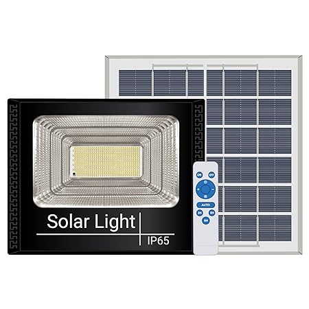 Epyz Solar Flood Lights Outdoor Remote Control Solar Power Led Lights IP65 Waterproof Solar Wall Lamp Floodlights for Gutter Shed [ Pack of 1, Cold White Light ] (Light Power 200W - 15000mAh, 571 LED)