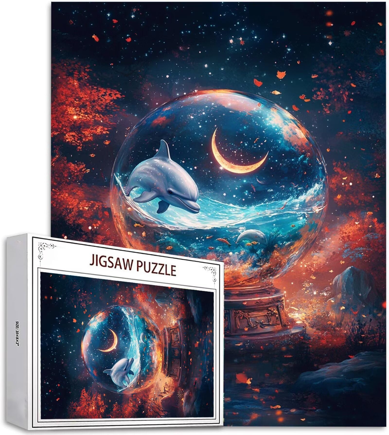 Puzzle 2000 Pezzi, 3 4 5 Anni Puzzle Luna 6 7 8 Anni Giochi Educativi Sostenibili Con Motivi Per Adulti Da Gioco in Legno Di Alta Qualità Jigsaw Delfino per Gioco Familiare, 2026 Regalo Natale H-8150