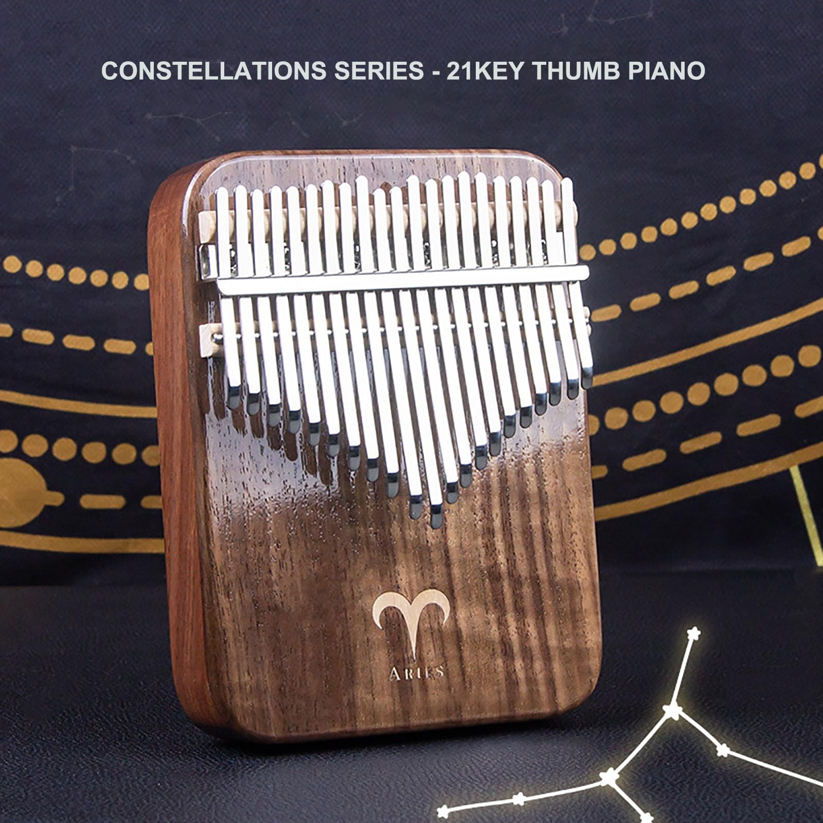 21Keys Kalimba Thumb Piano - seria Zodiac Sign, czarny orzech, pudełkowy instrument klawiszowy Carlimba dla dorosłych, początkujących, dzieci(Leo)