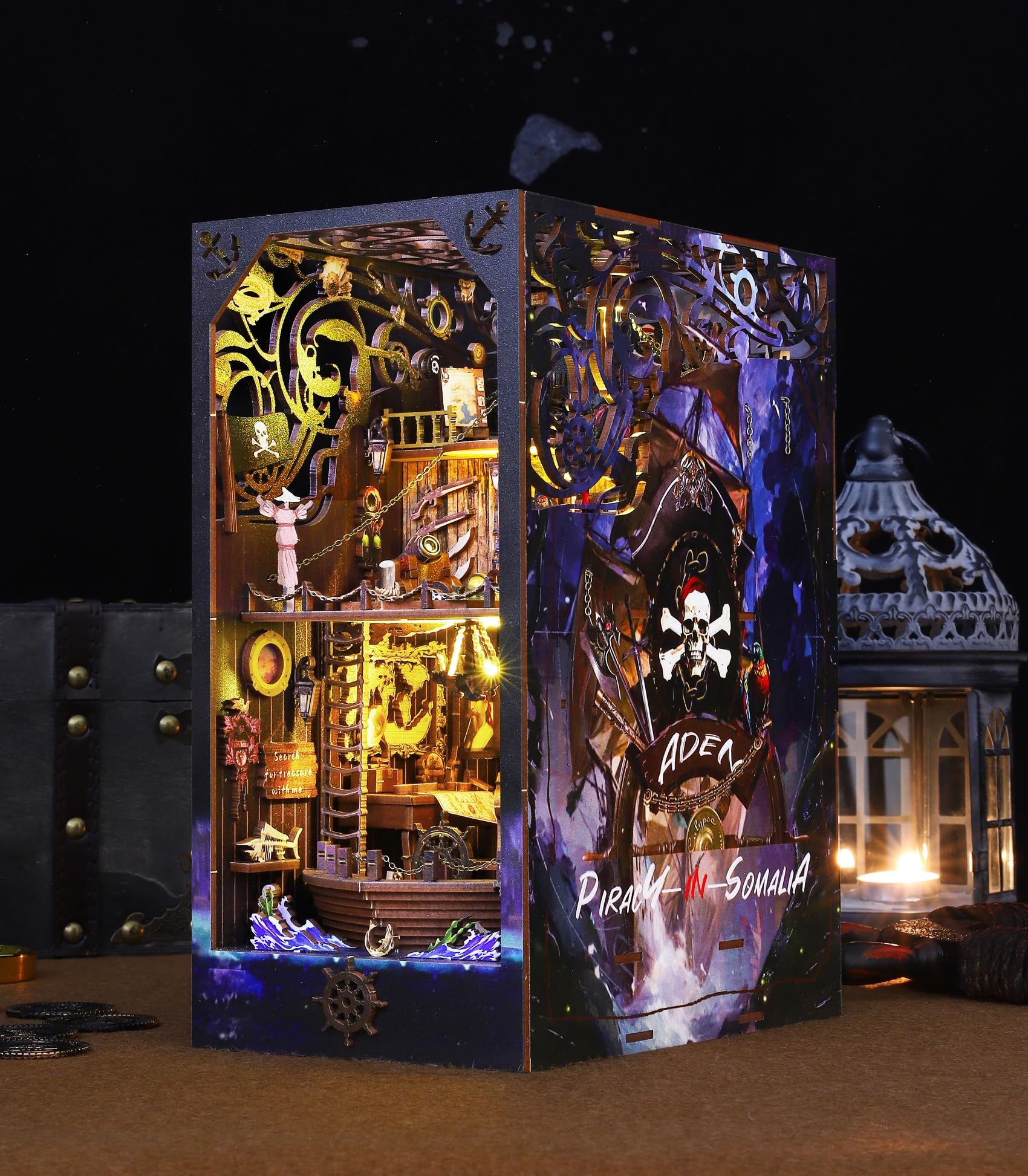 Amazon.co.jp: ブックヌークキット、海賊船DIYミニチュアドールハウス