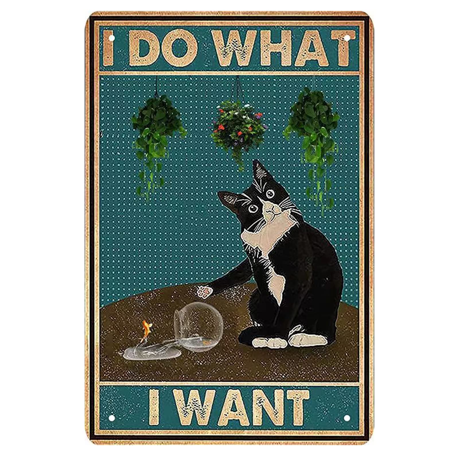 Divertido Letrero De Metal Retro De Gato Negro Con Texto En Inglés "I Do What I Want", Placa De Metal Vintage Con Diseño De Gato Negro Para El Hogar, Jardín, Cafetería