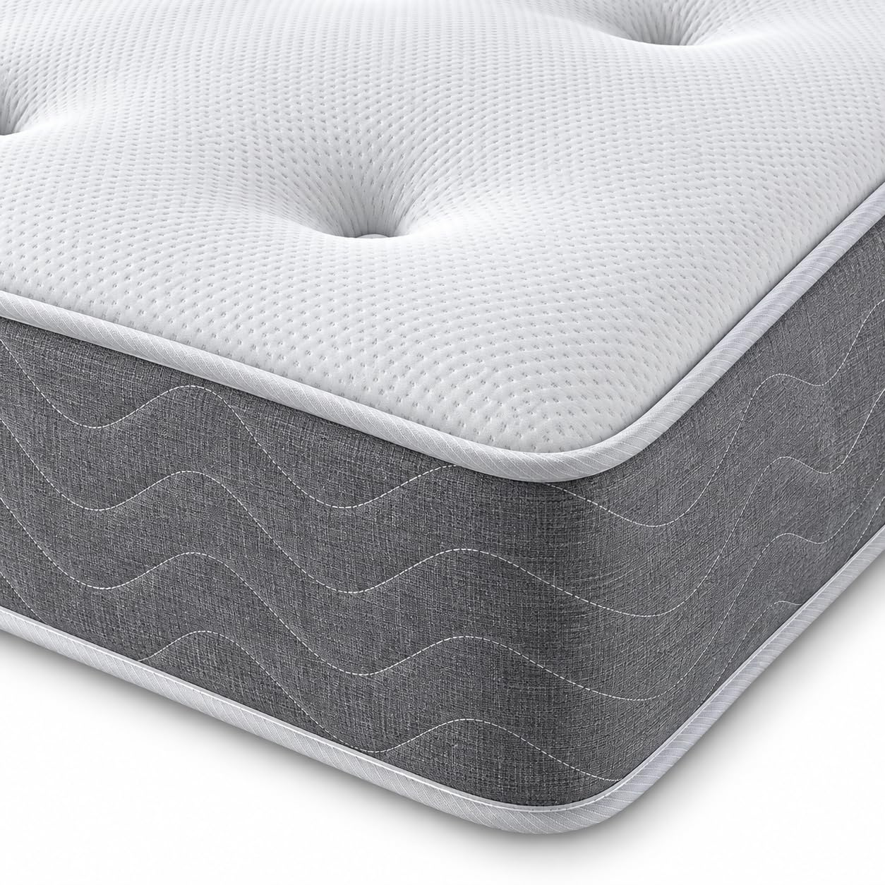 eXtreme comfort ltd InfinityTuft Grey Double Mattress | Foam Layer, Bonnel Spring, Hand-Tufted, Medium-Soft Comfort Support, Vacuum Packed, 4ft6 x 6ft3 (135 x 190 x 20cm)
